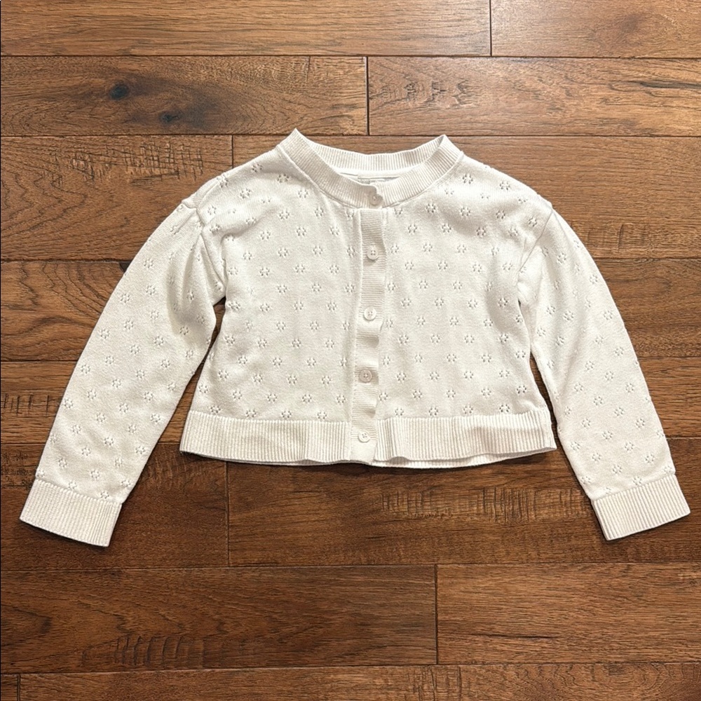 Gap Kids Pointelle White Cardigan Sweater - Size S